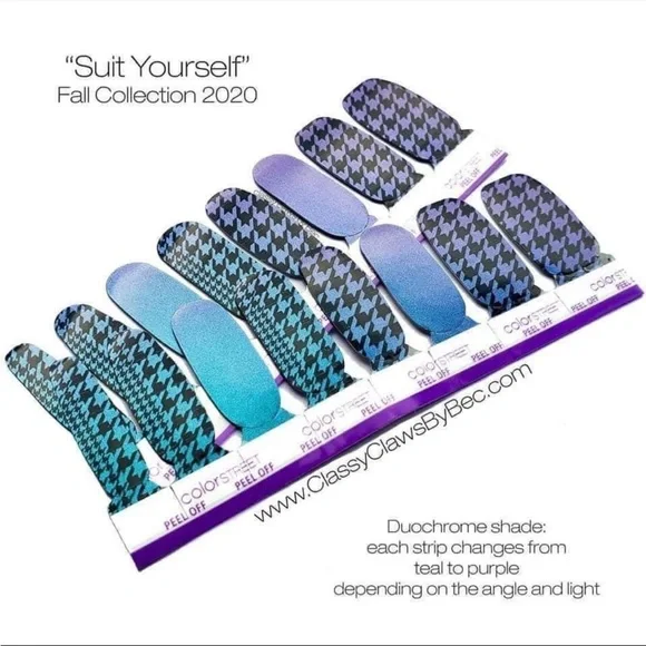 *Retired* Color Street: Suit Yourself | Houndstooth Teal Purple Duochrome Fall - Picture 5 of 13